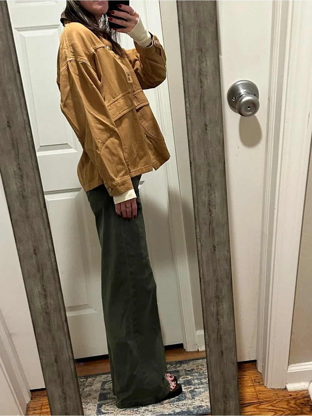 NEW Free People We The Free Oversized Lemon Denim Jacket in Meerkat